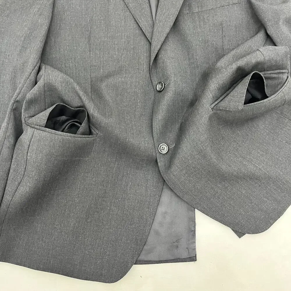 Joseph & Feiss Gold‎ Mens 44R Blazer Jacket Black Charcoal Wool Long Sleeve